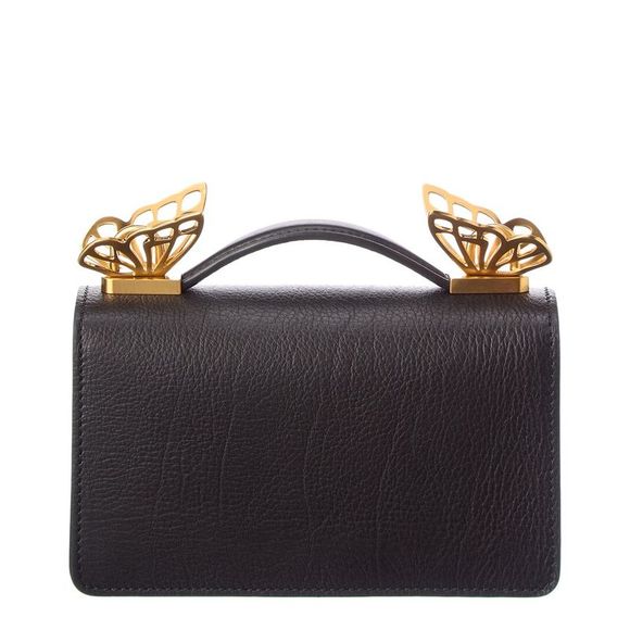 Sophia Webster Mariposa Mini Glitter Leather Shoulder Bag, Black - Picture 2 of 4